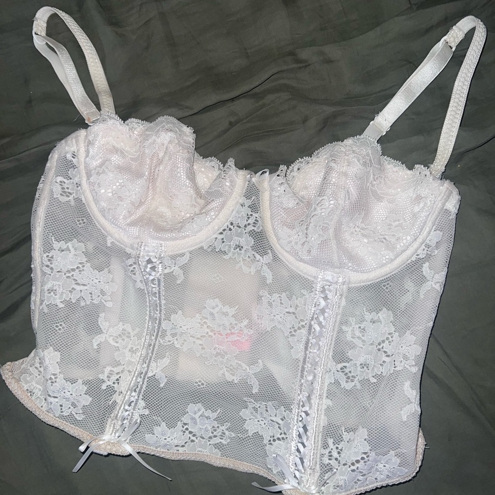 90s Vintage Victoria's Secret White Lace Corset